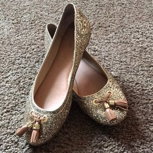 EUC Women’s Sperry Top-Sider gold glitter flats